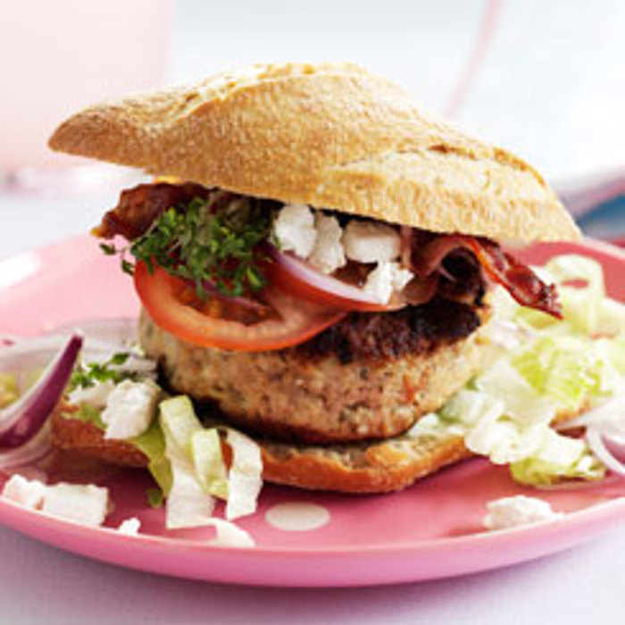 Kyllingeburger med bacon