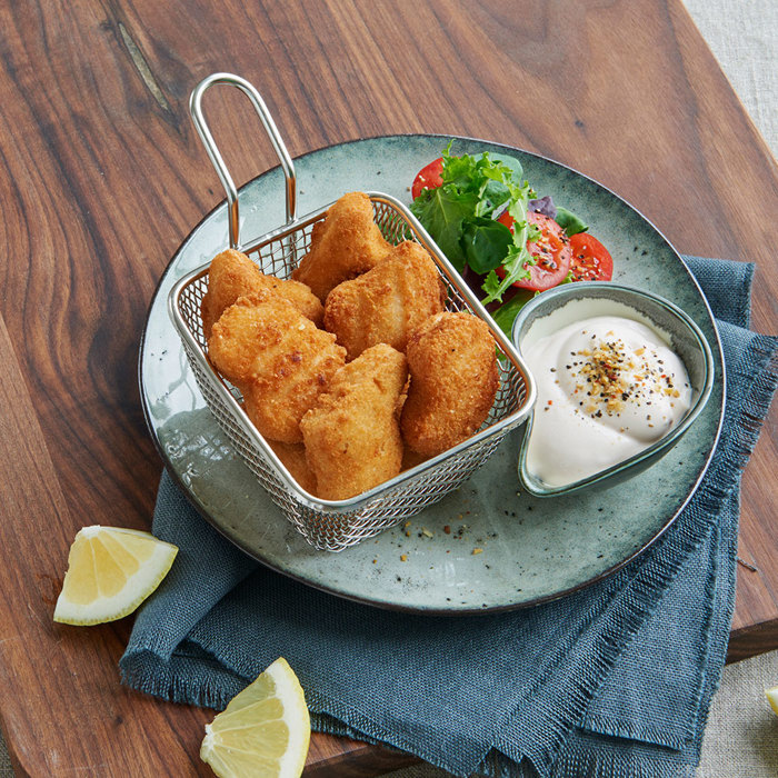 Nuggets med citroncreme og sprød salat